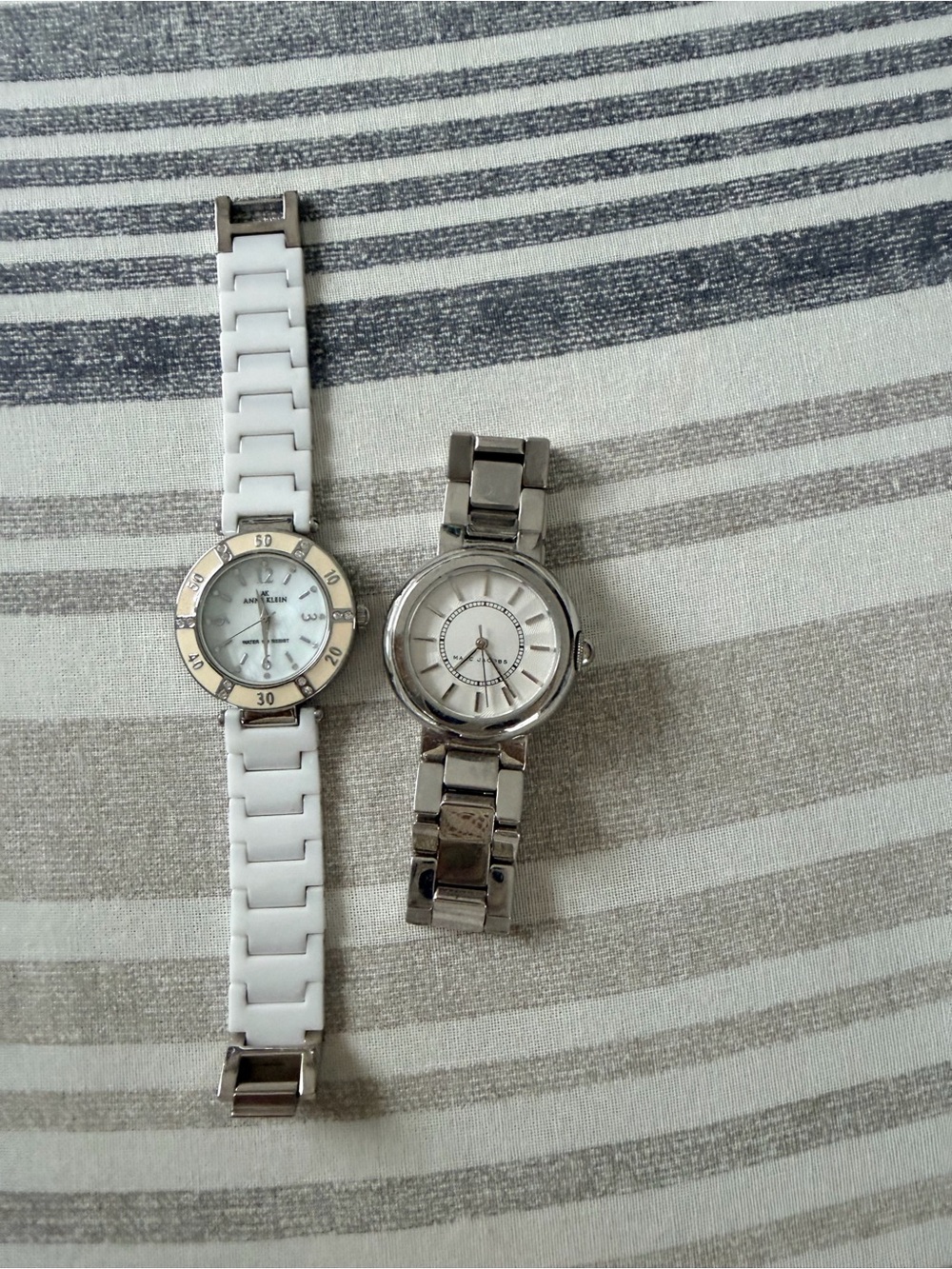 Anne Klein White Ceramic and Silver-Tone Bracelet Watch